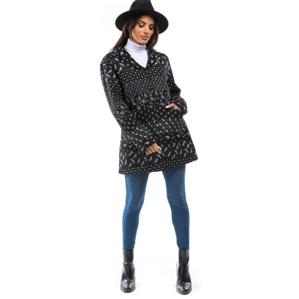 Young ThreadsBlack Patterned Women's Jacket